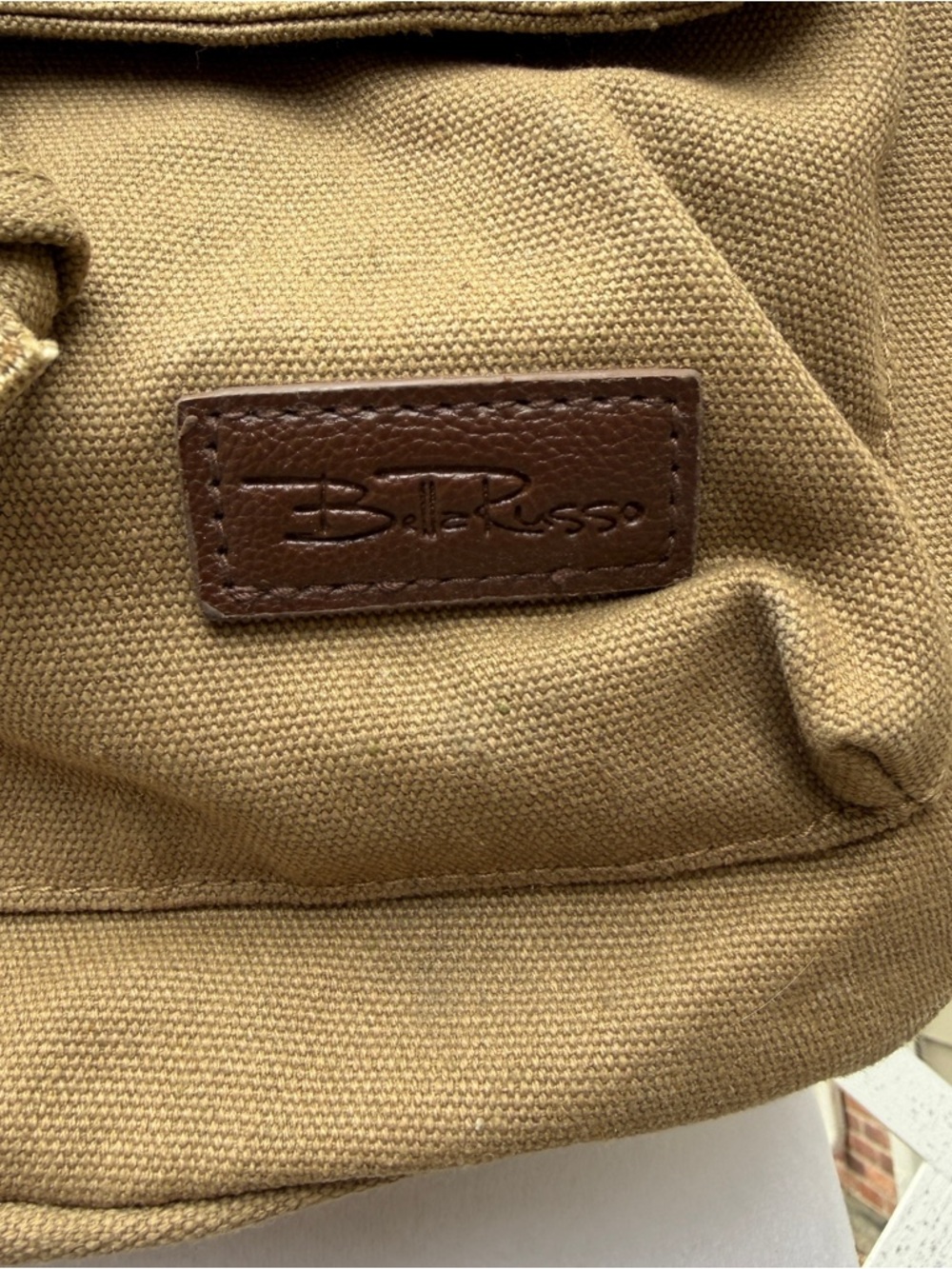 Bella Russo Canvas Backpack Unisex Drawstring Flap Zipper Pockets Faux Leather - Picture 3 of 11